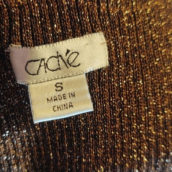 Vintage Cache Brown Sparkly Beaded Top Sz S - Picture 8 of 10